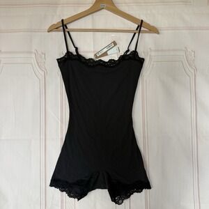 Skims Fits Everybody Lace Romper Onyx Black Size S NWT
